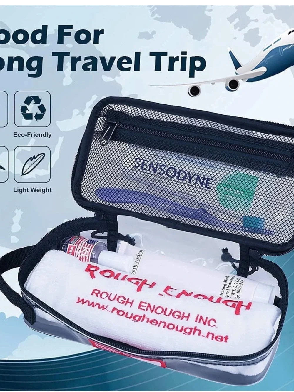 ROUGH ENOUGH TSA Approved Toiletry Bag clear travel